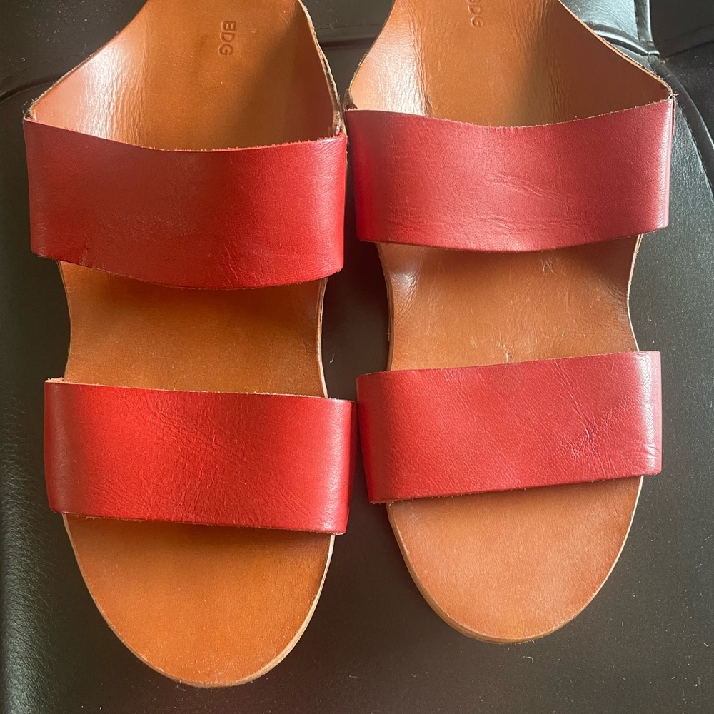 BDG Red and Brown Minimalist Sandals